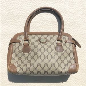 Vintage 70s GUCCI GG canvas handbag tote Boston